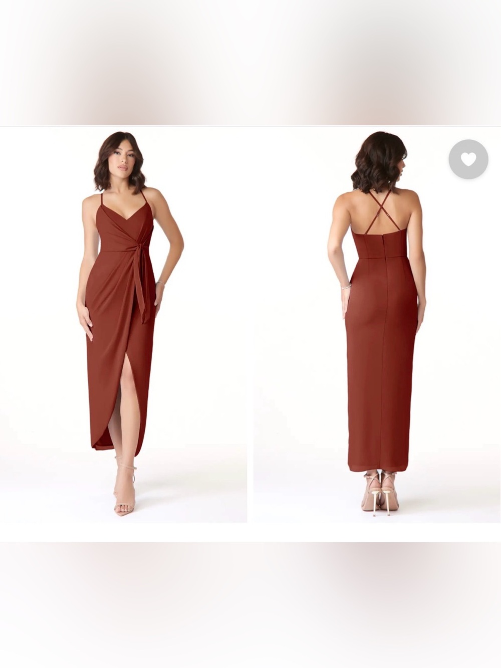 Azazie “Ollie” Dress Women’s 6 Terracotta With Matching Removable Chiffon Cape